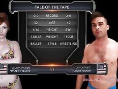 Lauren Phillips Asshole Fucking following Mixed Bare Wrestling Struggle
